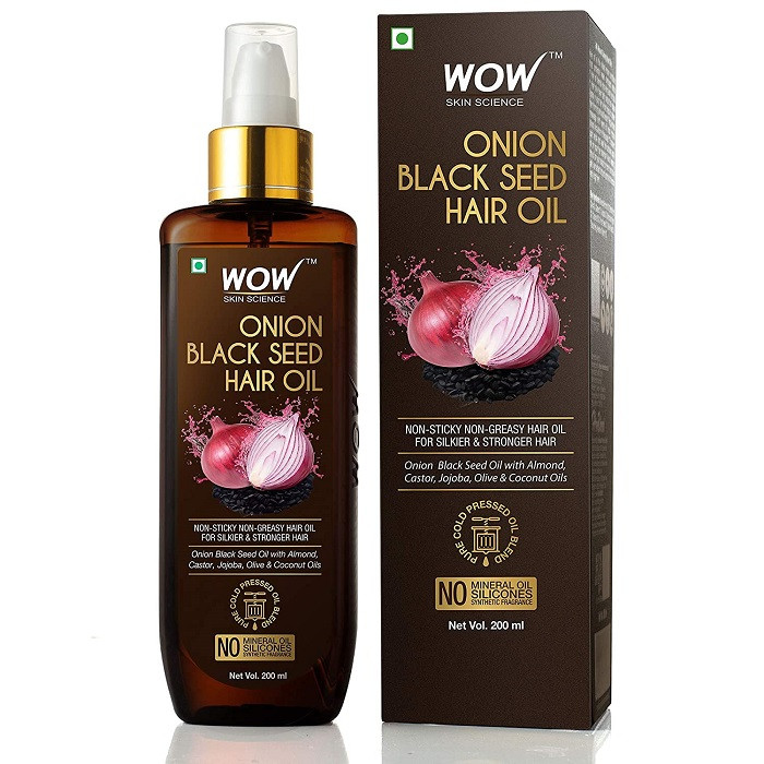 WOW Skin Science Onion Hair Oil With Black Seed Oil Extracts - Controls Hair Fall - No Mineral Oil, Silicones & Synthetic Fragrance - 200 ml, India