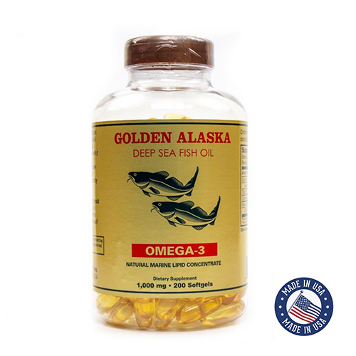 Golden Alaska Deep Sea Fish Oil Omega 3 EPA & DHA for Improve Heart, Bone & Joint Health, Lower Cholesterol, 200 Softgels, USA
