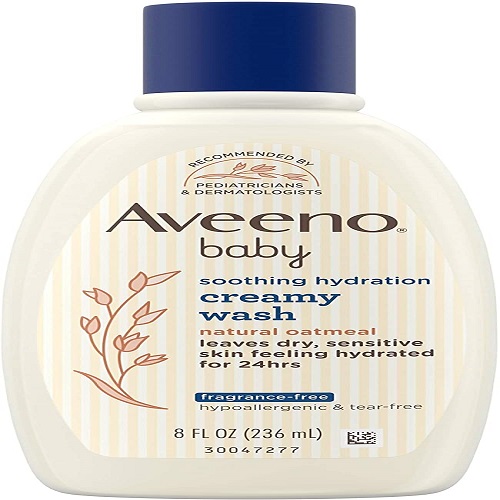 Aveeno Baby Soothing Hydration Creamy Body Wash with Natural Oatmeal, Baby Bath Wash for Dry & Sensitive Skin, Hypoallergenic, Fragrance-, Paraben- & Tear-Free Formula, 236ml, USA