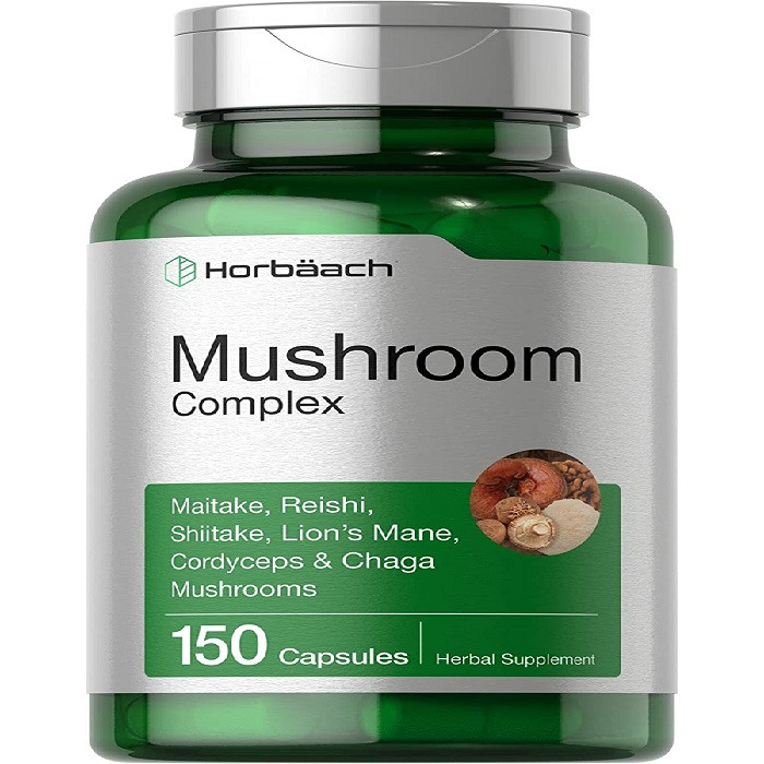 Horbaach Mushroom Complex, Lions Mane, Immunity support, Brain support for focus, energy, memory and clarity, 150 Capsules, USA