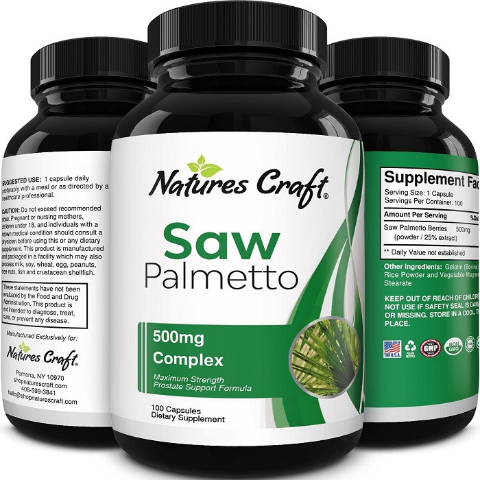 Natures Crafts Saw Palmetto Capsules for Hair Loss - for Women and Men Hair Vitamins for Faster Hair Growth and Healthy Hair Supplement - Saw Palmetto Prostate Supplement, 100 Capsules, USA