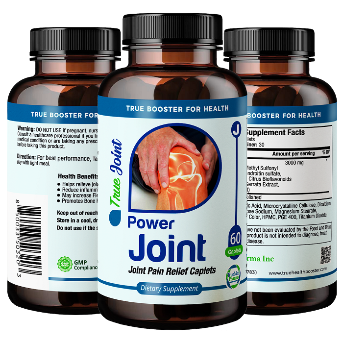 Power Joint with Boswellia Extract, Joint Support Supplement, Hydrolyzed Collagen, Glucosamine for Women and Men, 60 Caplets, USA