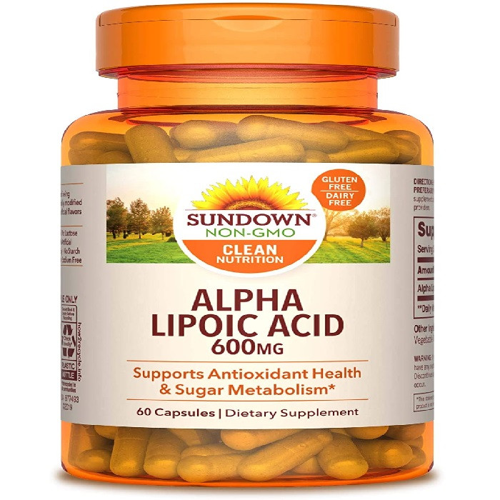 Sundown Alpha Lipoic Acid, Lower Blood Sugar Levels, prevent Memory Loss, Anti Oxidant Health & may Neutralize Free Radicals, 60 capsule, USA