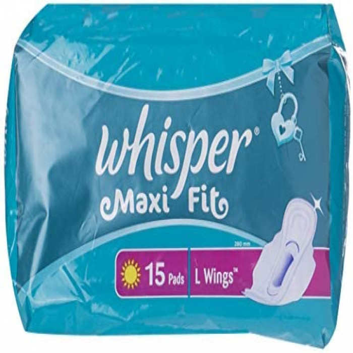 Whisper Maxi Fit Sanitary Napkin (L wings) 15 Pads