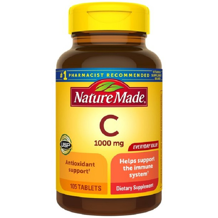 Nature Made Vitamin C 1000 mg, Support the Immune System and Antioxidant, 105 Tablets, Made in USA.