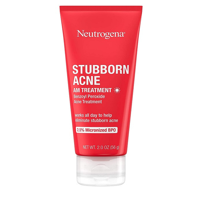 Neutrogena Stubborn Acne AM Face Treatment with 2.5% Micronized Benzoyl Peroxide Acne, Oil-Free Daily Facial Treatment to Reduce Size & Redness of Breakouts, Paraben-Free, 56 gram, USA