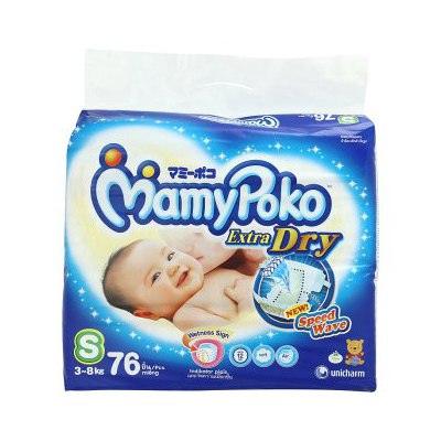 MamyPoko dry baby Diaper S(3-8kg.) 76pcs.-Thai