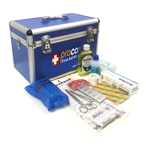 First Aid Box (Medium Blue) with 15 necessary items for Office or Home or Factory