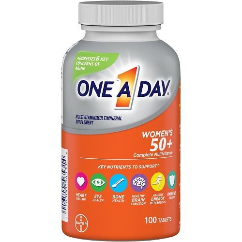 One A Day Women's 50+ Multivitamins for Women, for Immune Health Support, Vitamin A, C, D, E, K, B1, B2, B6 & More, 100 count, USA