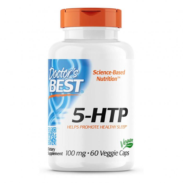 Doctor's Best 5 HTP 100mg -  Anxiety & Stress, positive modes & restful sleep, - Natural Sleep Support, Non-GMO, Vegan, Gluten Free, Soy Free,, 60 Capsules, USA