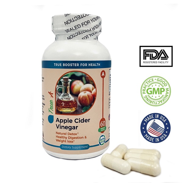 Apple Cider Vinegar Capsule, Support Healthy Digestion, Weight management & detoxification, excellent source of essential nutrients, 60 Capsules, USA