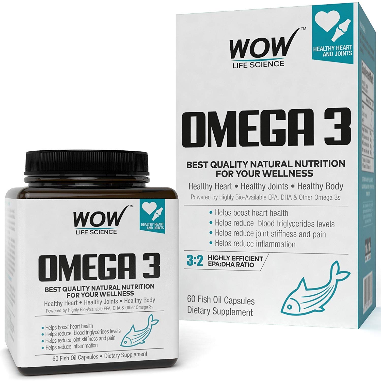 WOW Omega 3 Fish Oil Triple Strength 1000mg (550mg EPA, 350mg DHA, 100mg Other Omega 3 Fatty Acids) - India