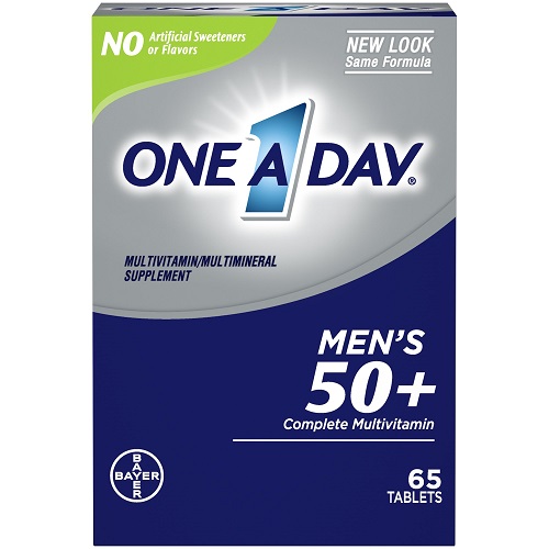 One A Day Men's 50+ Multivitamins, Supplement with key nutrients for energy support like B-Vitamins and chromium & more, 65 count, USA