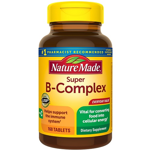 Nature Made Super B-Complex with Vitamin C and Zinc, Immune support, Energy supplement, 160 Tablets, USA