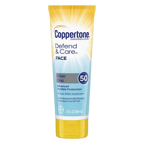 Coppertone Defend & Care Clear Zinc Sunscreen Face Lotion