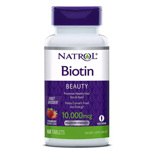 Natrol Biotin Beauty Tablets, Promotes Healthy Hair,  Skin & Nails, Helps Support Energy Metabolism, Helps Convert Food Into Energy, 10,000mcg, 60Count - USA