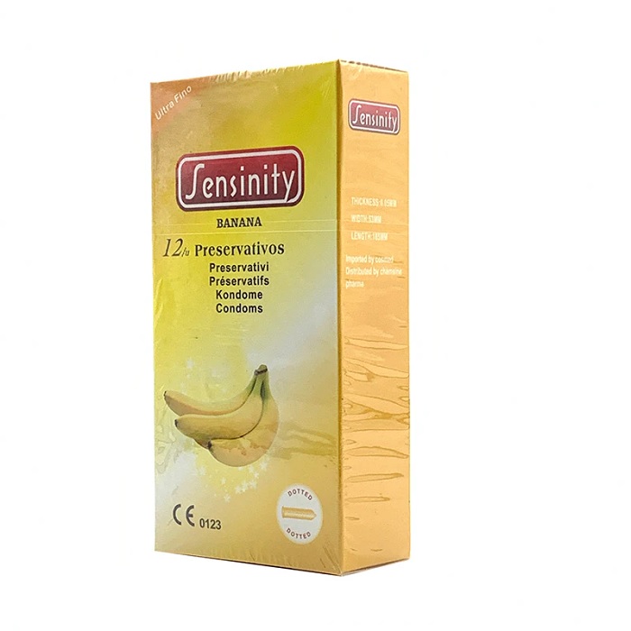 Sensinity Banana Dotted Condom, 12pcs