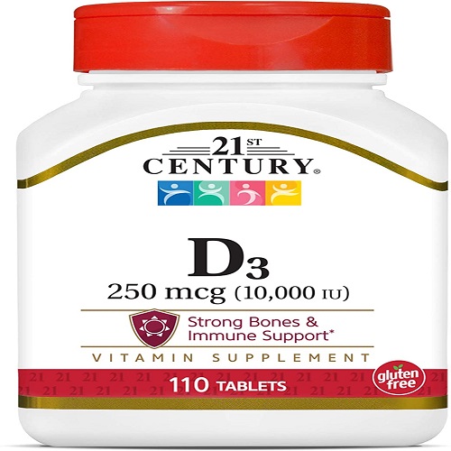 21st Century D3 10,000 IU, for healthy Bones and Teeth, supports Immune, Brain, & Nervous system, 110 Tablets, USA