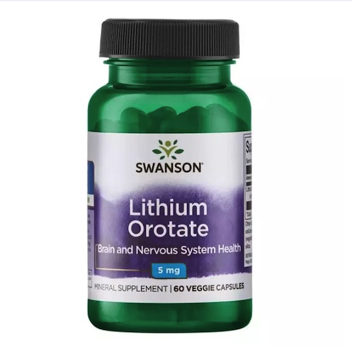 Swanson Lithium Orotate, Antioxidant, Mood Emotional Wellness, 60 Capsules - USA