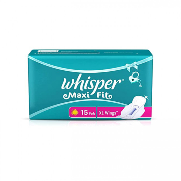 Whisper Maxi Fit Sanitary Napkin (XL Wings) 15 Pads