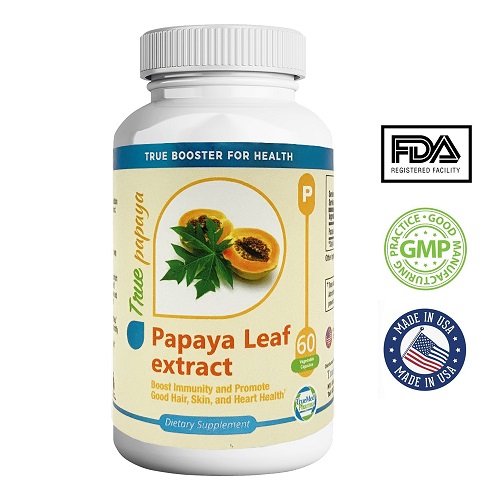 Papaya Leaf Extract 500mg, রোগ প্রতিরোধ ক্ষমতা, হজম শক্তি বাড়ায়, ডায়বেটিস ও জ্বালাপোরা নিয়ন্ত্রন, ডেঙ্গু প্রতিরোধ করে, Immune system, Digestion, Platelet support, 60 Caps, USA