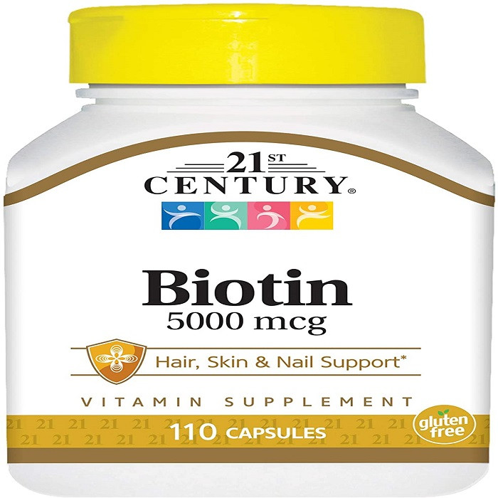 21st Century Biotin 5000 mcg, Essential Nutrient, Promotes Healthy Hair, Skin & Nails, Support Energy Metabolism, 110 Counts, USA
