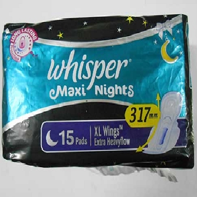 Whisper Maxi Nights Extra Heavy Flow Sanitary Napkin (XL Wings) 15 Pads