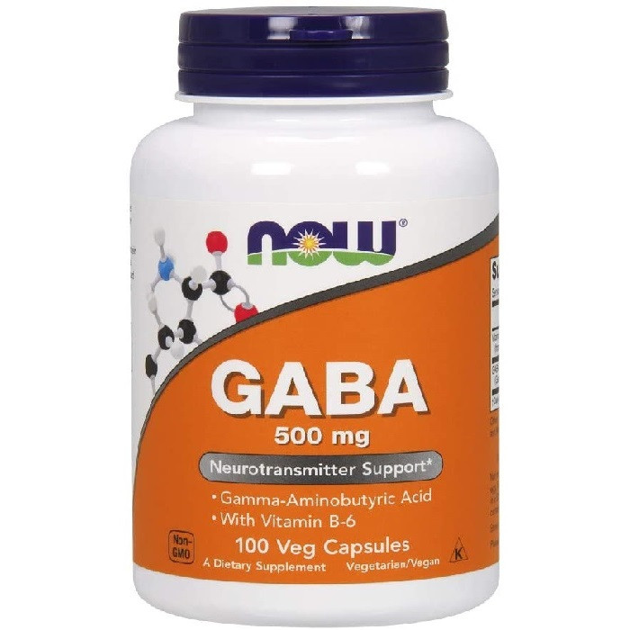 NOW Gaba 500mg with vitamin B6, Neurotransmitter Support, Lower blood pressure, Burn fat, 100 Veg Capsules, USA