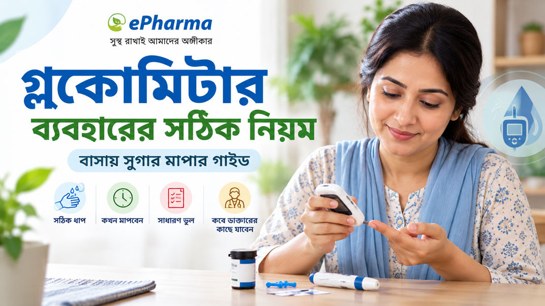 গ্লুকোমিটার ব্যবহারের সঠিক নিয়ম: বাসায় সুগার মাপার ধাপ ও সাধারণ ভুল