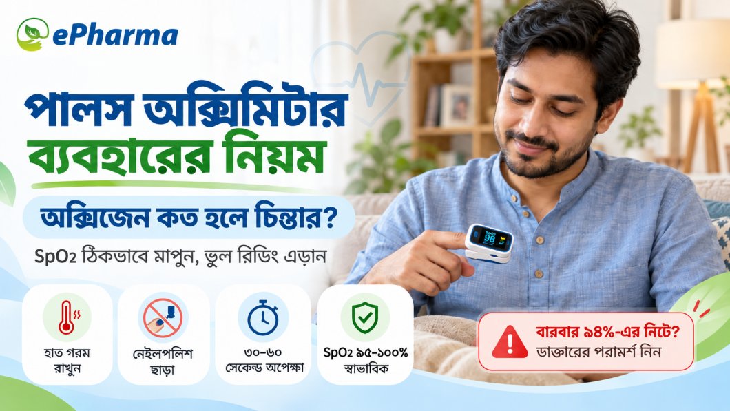 পালস অক্সিমিটার ব্যবহারের নিয়ম: SpO₂ কত হলে চিন্তার?