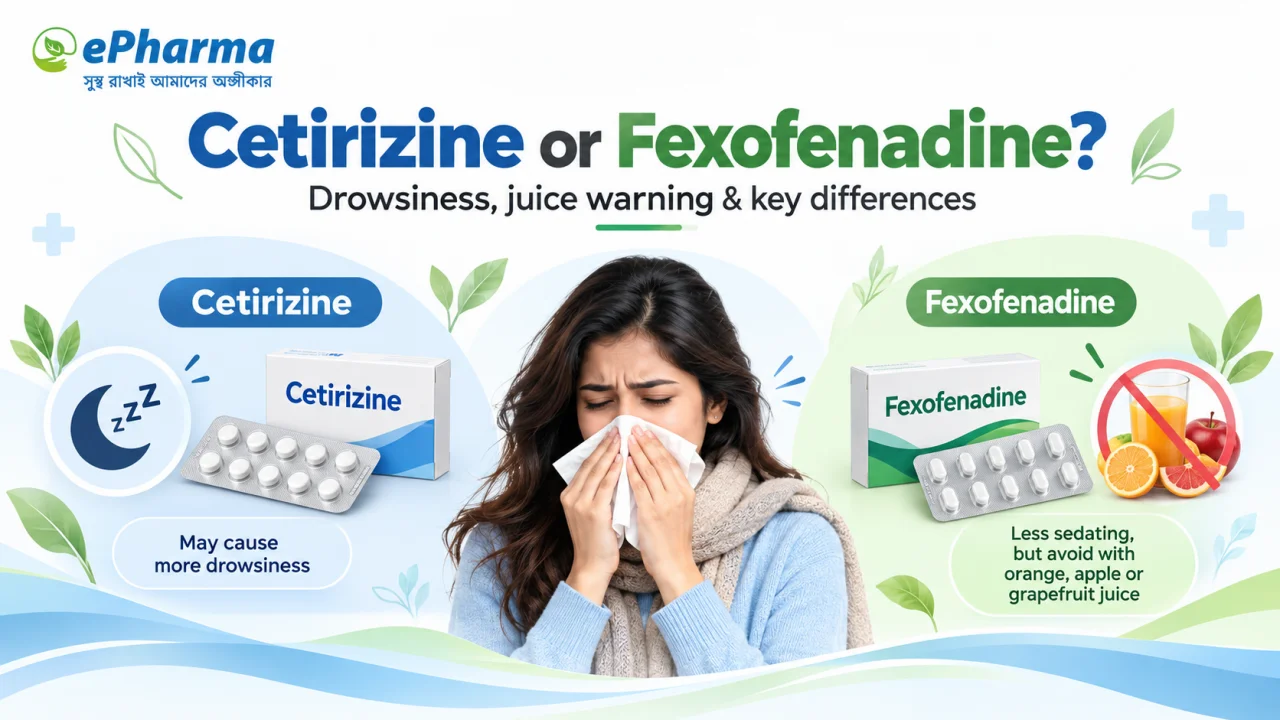 Cetirizine vs Fexofenadine: Drowsiness, Doses and Key Differences