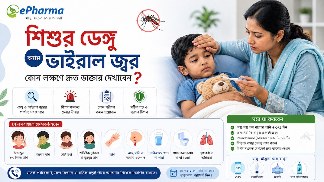 শিশুর ডেঙ্গু বনাম ভাইরাল জ্বর: কোন লক্ষণে দ্রুত ডাক্তার দেখাবেন