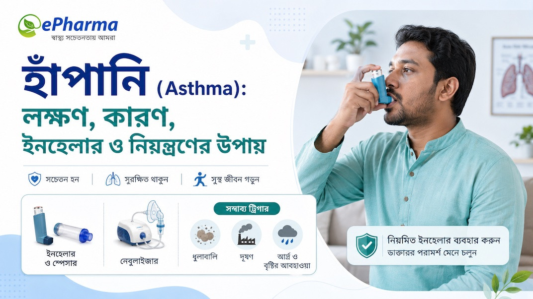 হাঁপানি Asthma: লক্ষণ, কারণ, ইনহেলার ও নিয়ন্ত্রণের উপায়