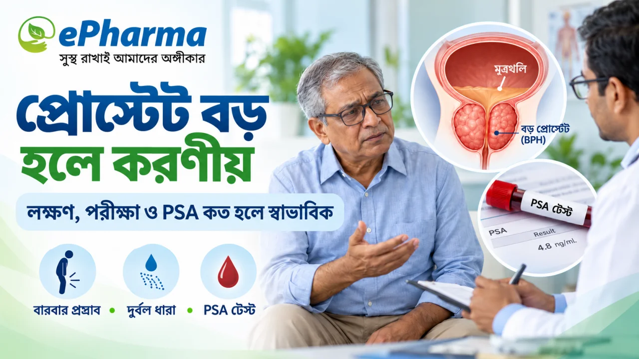 প্রোস্টেট বড় হলে করণীয়: লক্ষণ, পরীক্ষা ও PSA কত হলে স্বাভাবিক