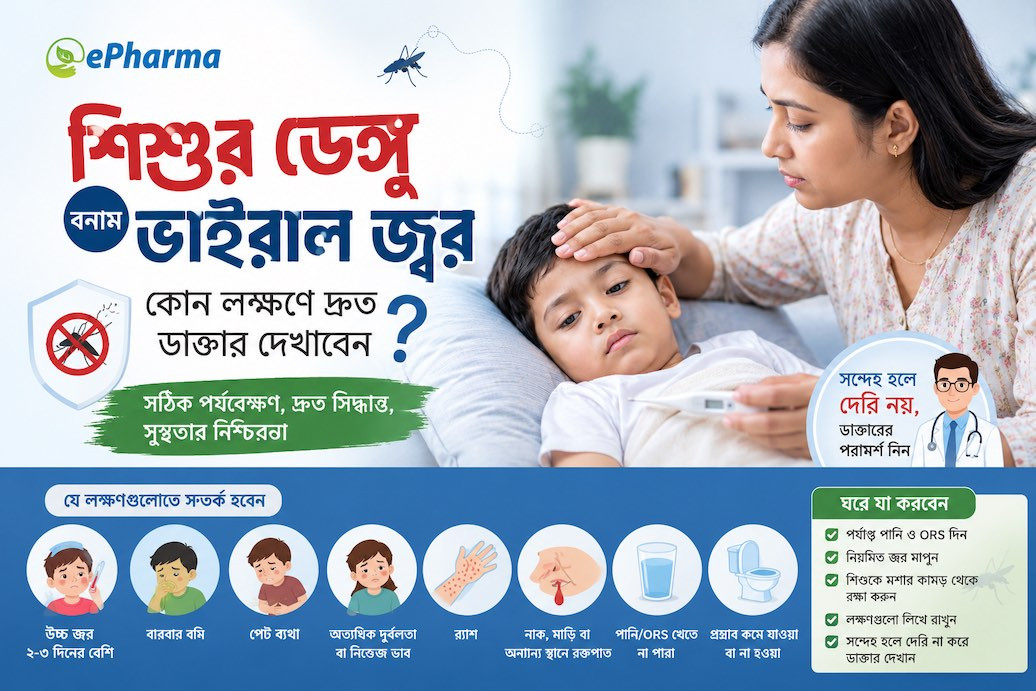 শিশুর ডেঙ্গু বনাম ভাইরাল জ্বর: কোন লক্ষণে দ্রুত ডাক্তার দেখাবেন