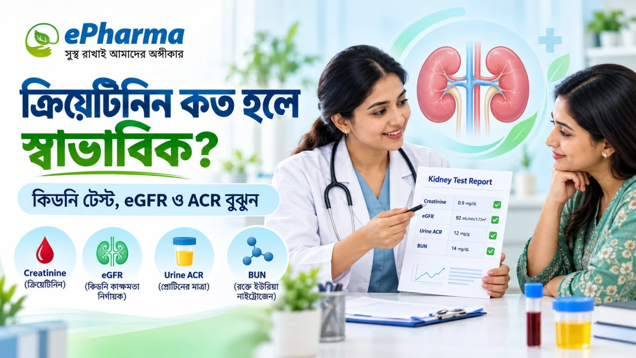 ক্রিয়েটিনিন কত হলে স্বাভাবিক? কিডনি টেস্ট, eGFR ও ACR বুঝুন
