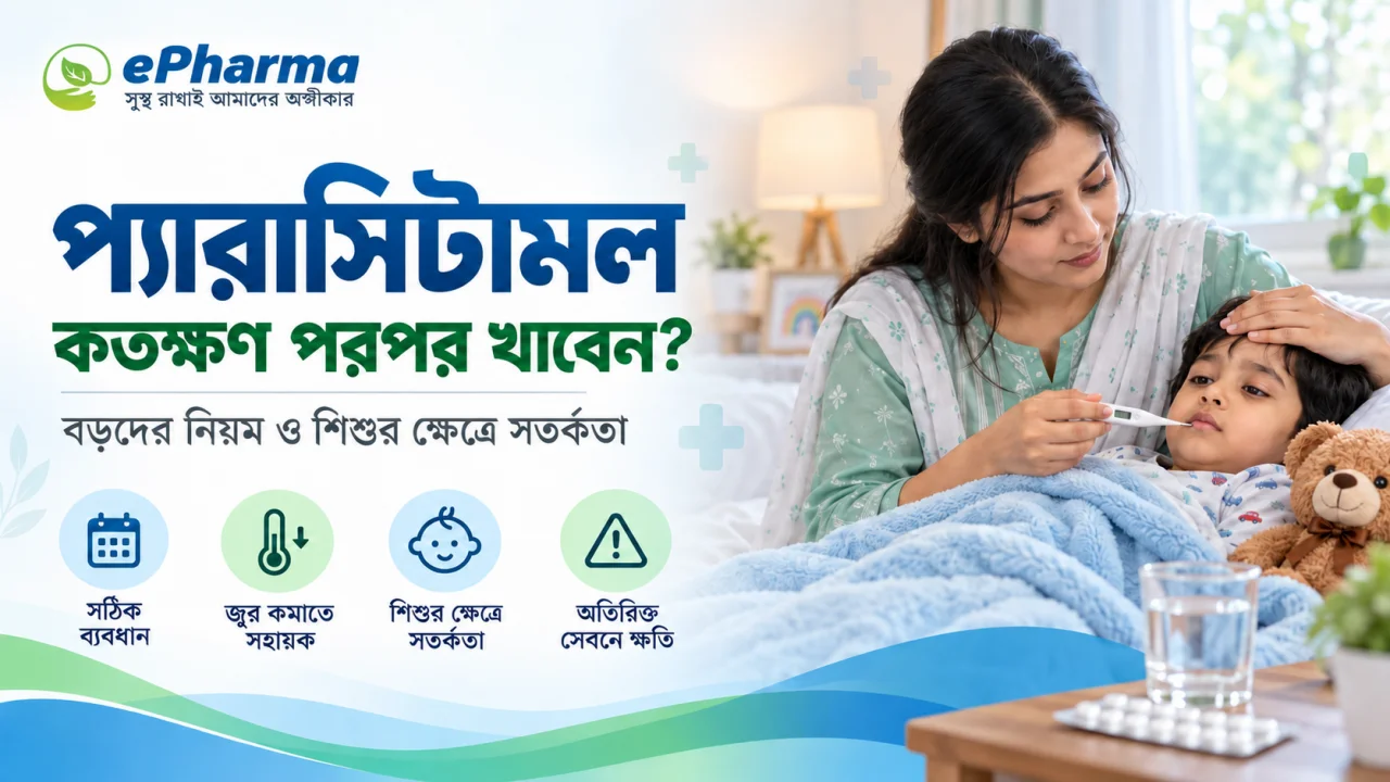প্যারাসিটামল কতক্ষণ পরপর খাবেন? বড়দের নিয়ম ও শিশুর ক্ষেত্রে সতর্কতা