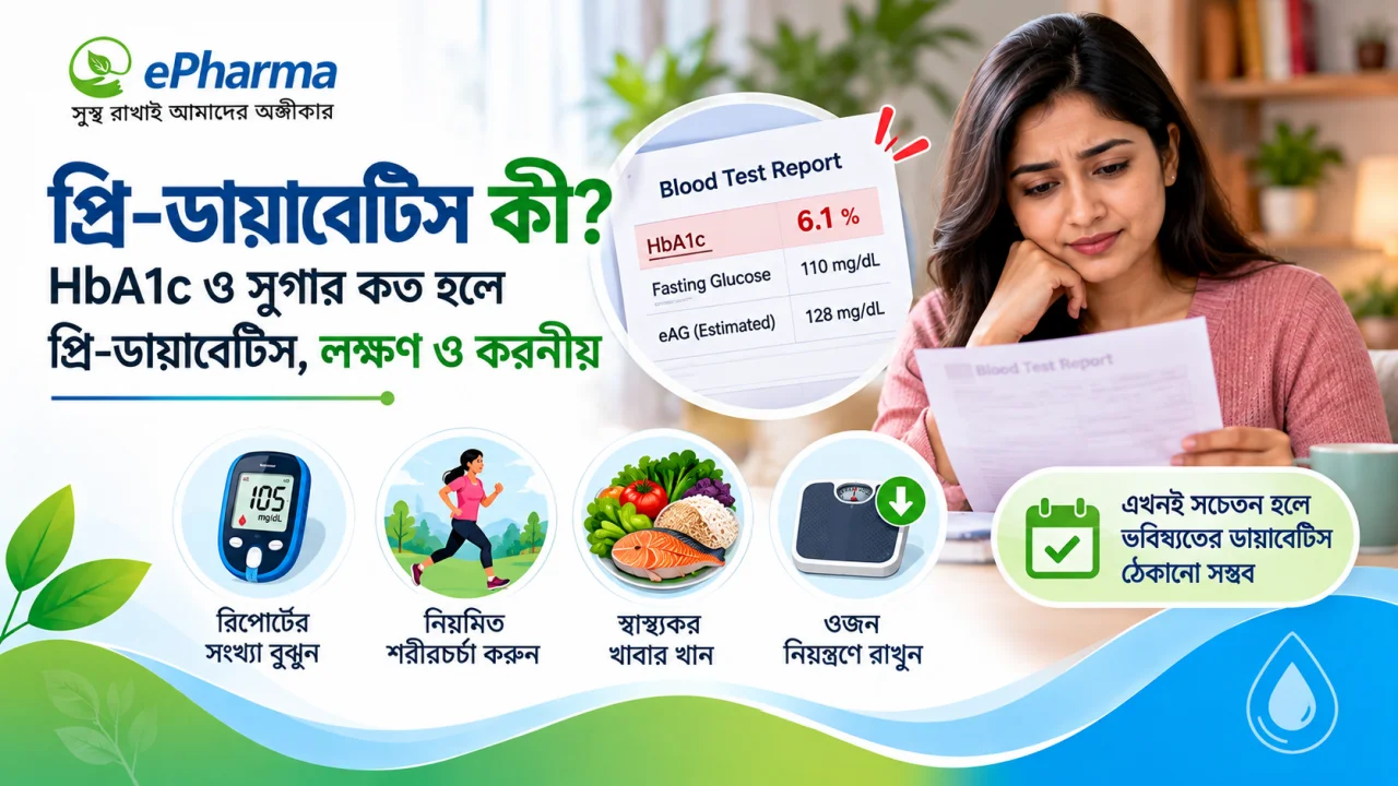 প্রি-ডায়াবেটিস কী? HbA1c ও সুগার কত হলে, লক্ষণ ও করণীয়