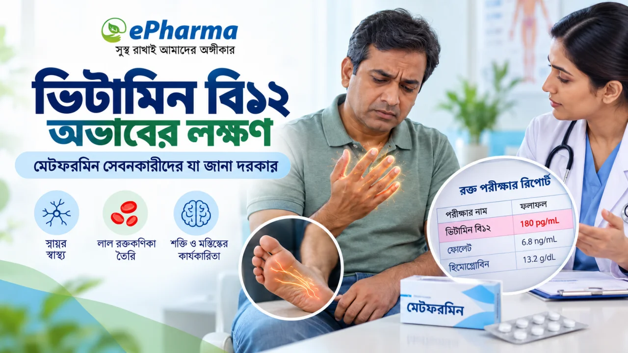 ভিটামিন বি১২-এর অভাবের লক্ষণ: মেটফরমিন খেলে কী সতর্কতা দরকার