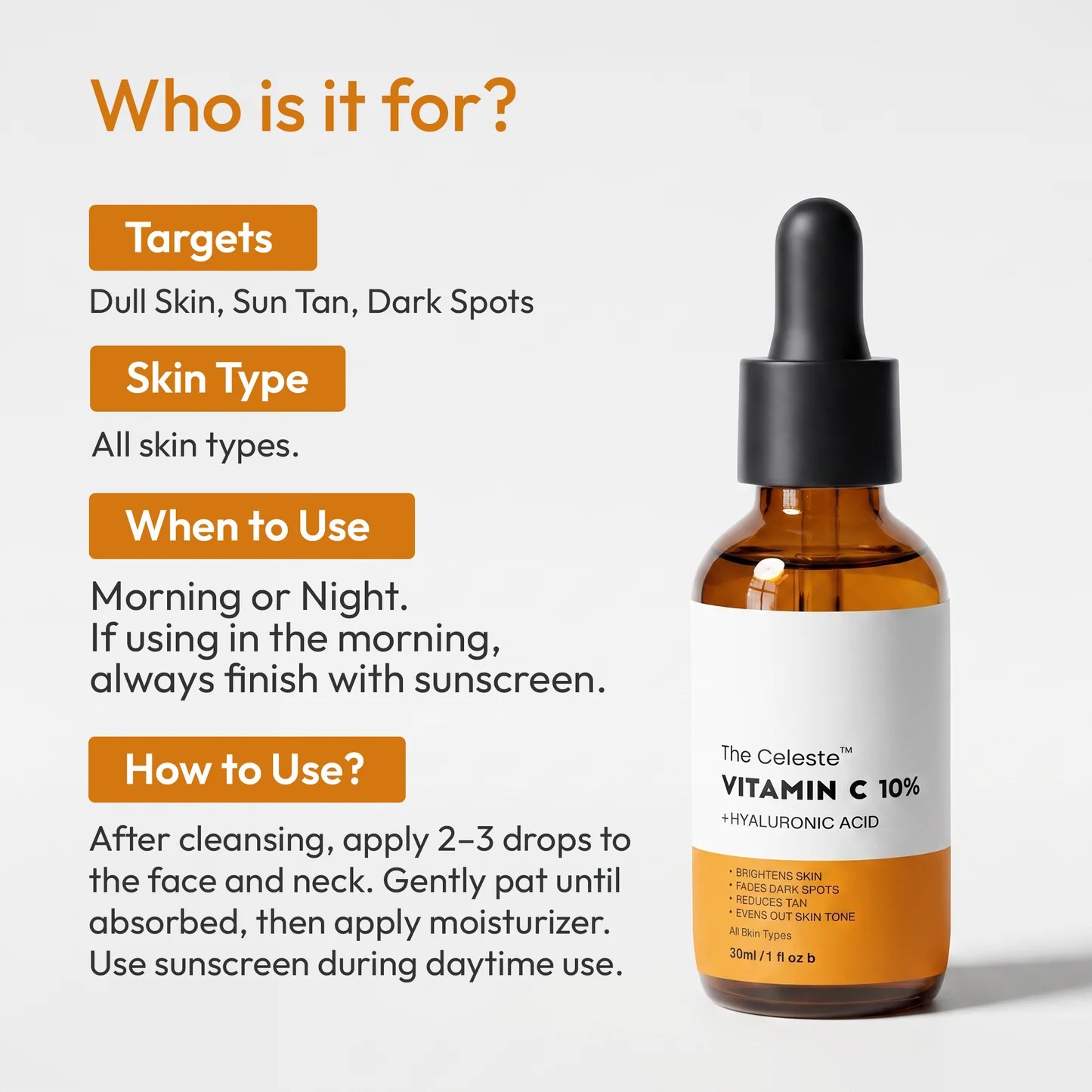 The Celeste Vitamin C 10%+Hyaluronic Acid Serum 30ml - Buy Online in Bangladesh | ePharma