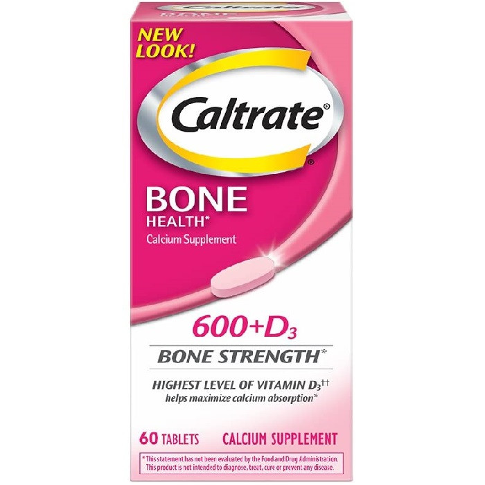 Caltrate 600+D3, Calcium and Vitamin D Supplement, 600 mg, Support Bone Health, Help to Reducing Blood Pressure, help to Weight Loss, 60 Tablets, USA