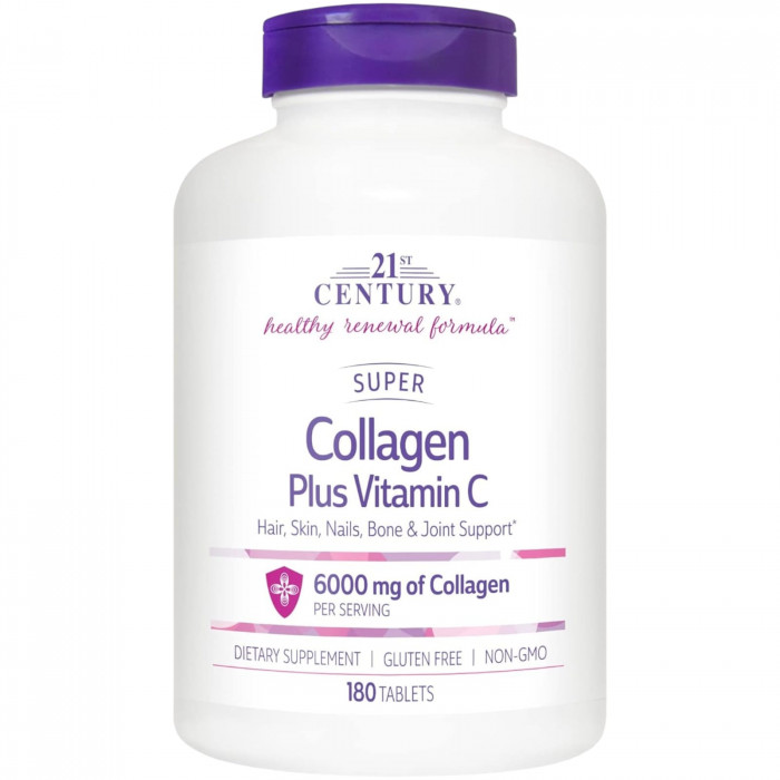 21st Century Super Collagen Plus Vitamin C 6000mg, 180 Tablets | USA