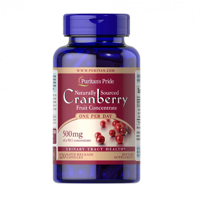 Puritan's Pride Cranberry 500mg, Helps Cleanse the Urinary Tract, Prevent Stomach Cancer & Ulcers, Improve Heart Health, 120 Capsules, USA