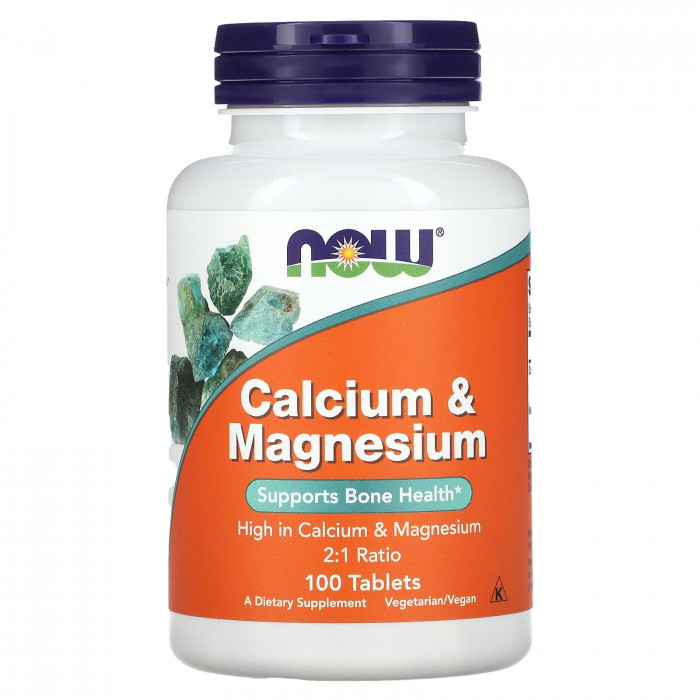 NOW Foods Calcium & Magnesium, 100 Tablets | USA Made