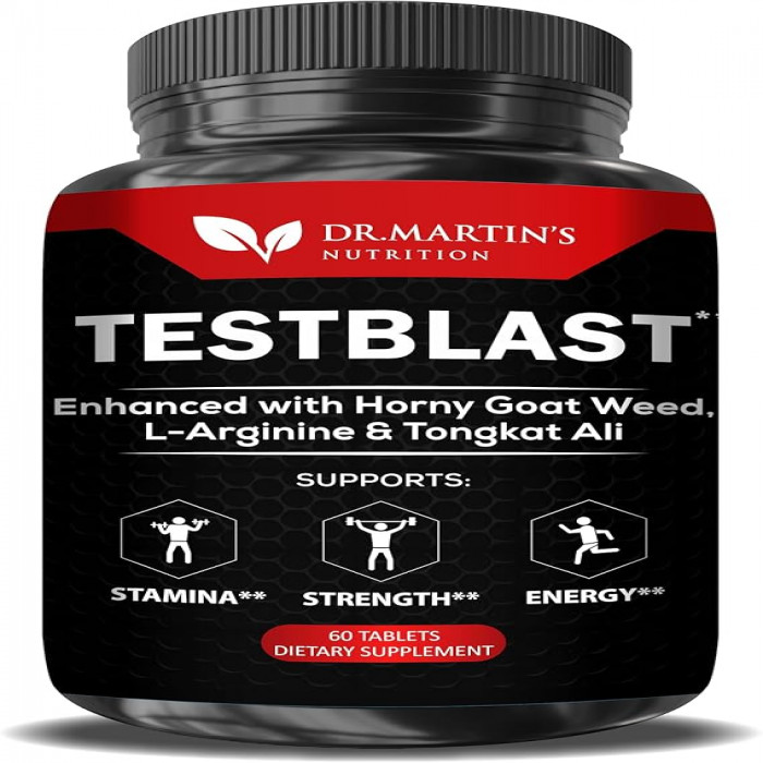 Dr. Martins TESTBLAST , Naturally Boost Stamina, Enducrance, Burn Fat & Build Lean Musle Mass, 60 Count, USA