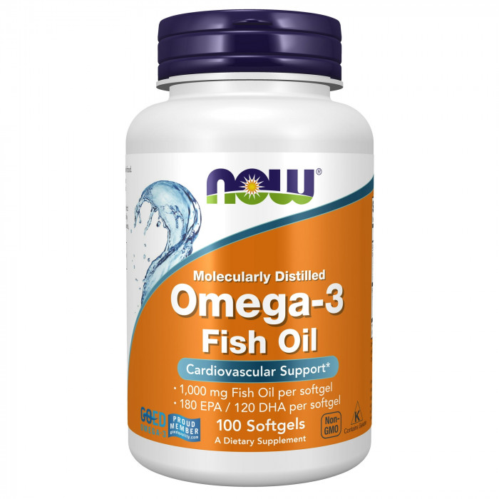 NOW Omega-3 1,000 mg Fish Oil, 100 Soft gels | USA Made