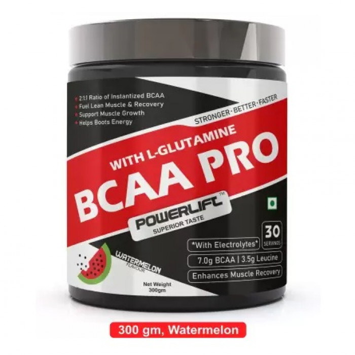 POWERLIFT BCAA Pro With Electrolyte & Glutamine, Muscle Recovery, Reducing Muscle Breakdown 300gram, India