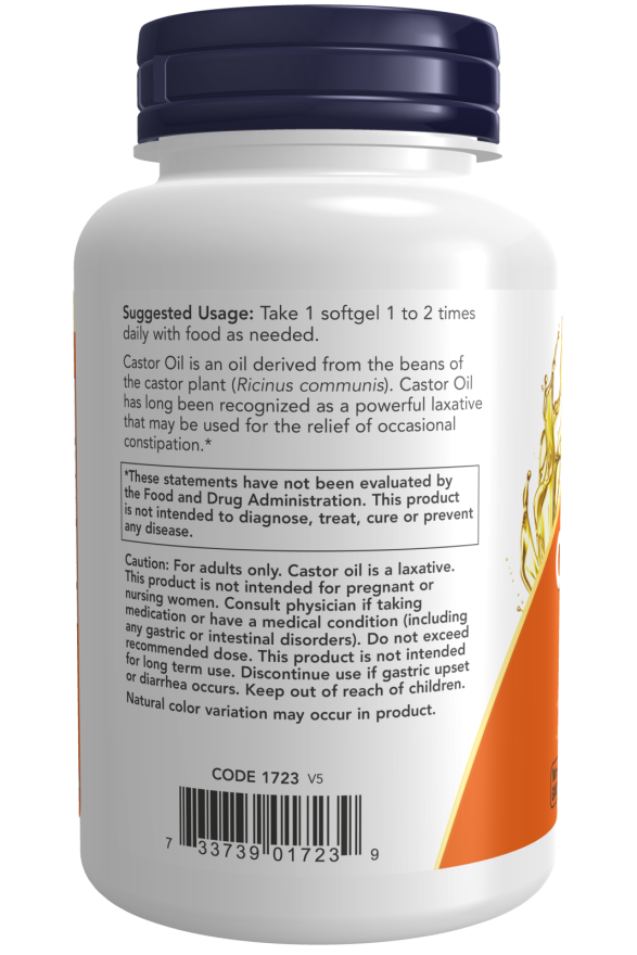 Now Castor Oil 650mg Natural Laxative with Fennel Oil, Supports Digestive Regularity, 120 Capsules - Buy Online in Bangladesh | ePharma