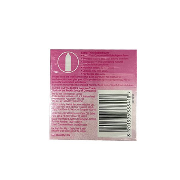 Durex Extra Thin Bubblegum Flavoured Condom 3's Pack - Buy Online in Bangladesh | ePharma