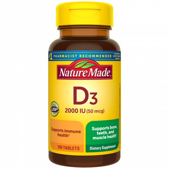 Nature Made Vitamin D3 2000 IU (50 mcg), 100 Tablets | USA